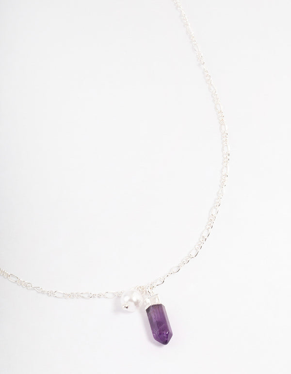 Silver Amethyst & Pearl Necklace