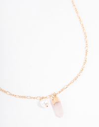 Gold Rose Quartz & Pearl Necklace - link has visual effect only