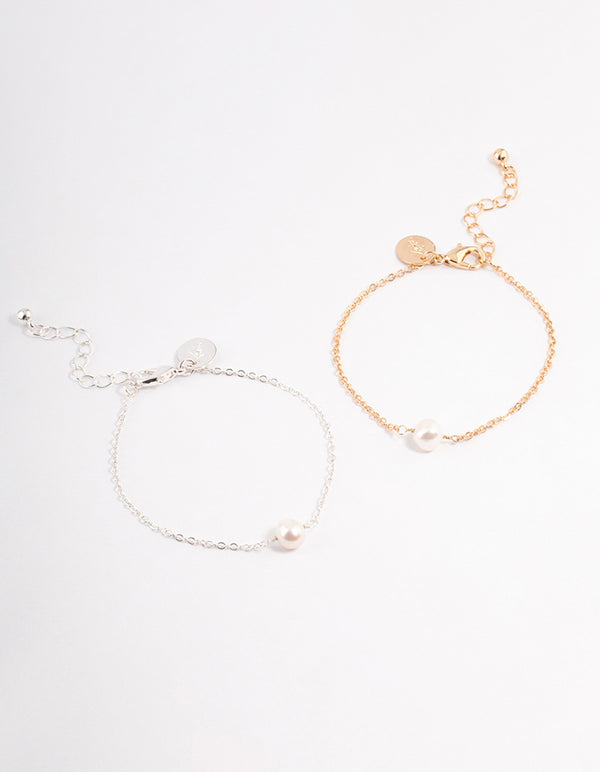 Gold & Silver Freshwater Pearl Bestie Bracelet Pack