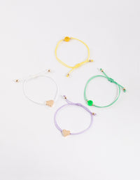 Gold Cord Heart & Smiley Bracelet 4-Pack - link has visual effect only