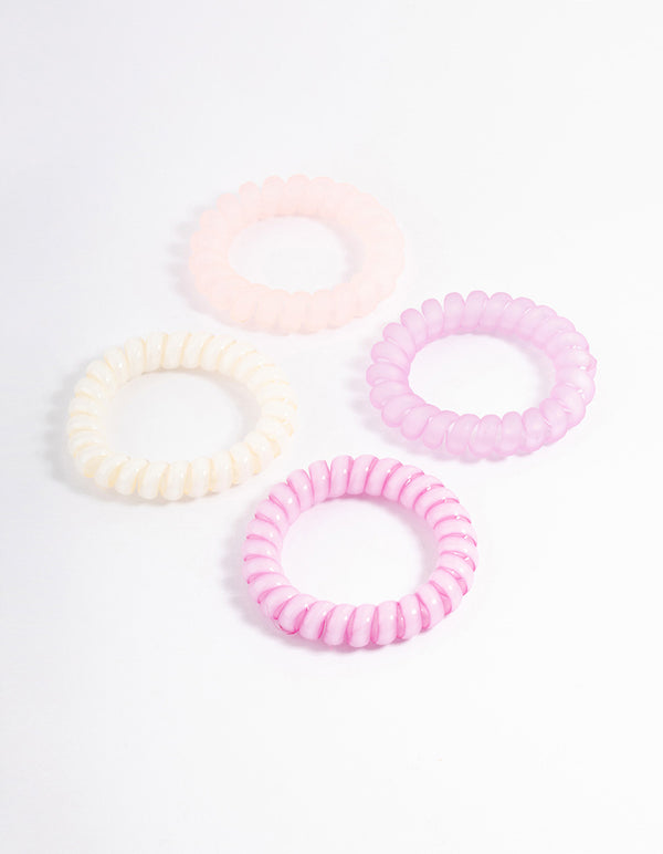 Pink Coil Hair Tie 4-Pack