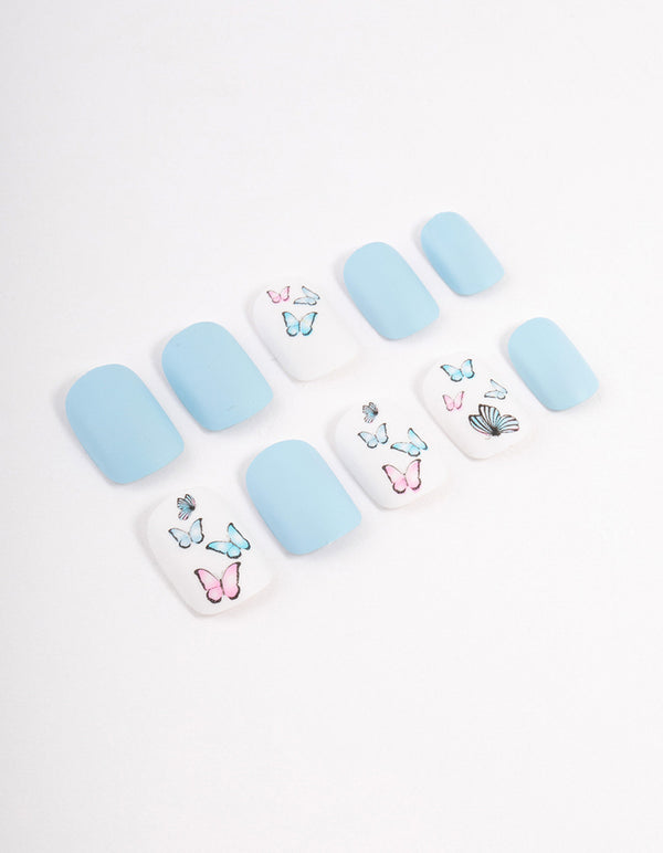 Tweens Blue & Butterfly Press On Nails