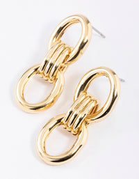 Gold Plated Brass Double Open Doorknocker Drop Earrings - link has visual effect only