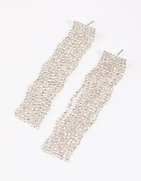 Silver Diamante Wave Statement Drop Earrings - link has visual effect only