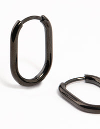 Black Coated Surgical Steel Rounded Rectangle Hoop Earrings - link has visual effect only