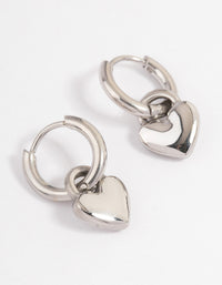 Surgical Steel Heart Charm Huggie Earrings - link has visual effect only