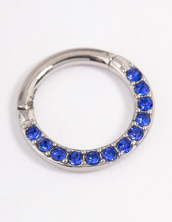 Surgical Steel Crystal Clicker Ring 7mm