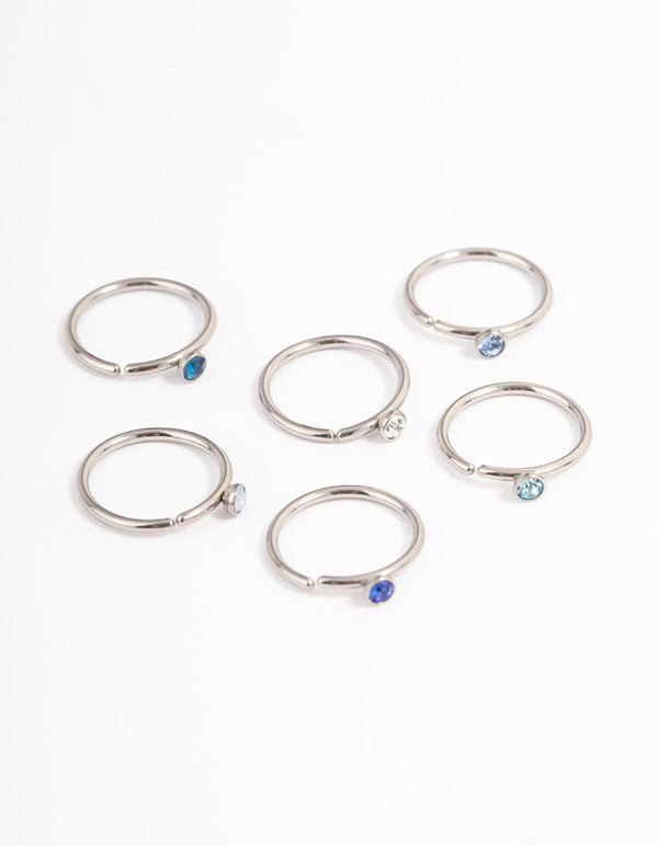 Titanium Icey Hoop Nose Ring 6-Pack