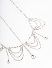 Rhodium Diamante Drape Head Chain - link has visual effect only