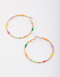 Gold Enamel Oversized Thin Hoop Earrings - link has visual effect only