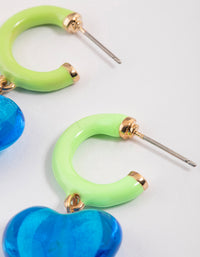 Blue Heart Drop Hoop Earrings - link has visual effect only