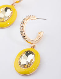 Yellow Enamel Crystal Hoop Earrings - link has visual effect only