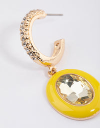 Yellow Enamel Crystal Hoop Earrings - link has visual effect only