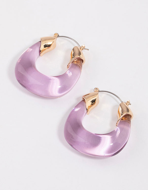 Acrylic Purple Hoop Earrings