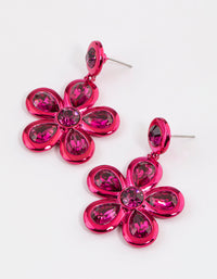 Coated Pink Crystal Flower Drop Earrings - link has visual effect only