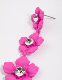 Coated Pink Flower Crystal Stone Drop Earrings - link has visual effect only