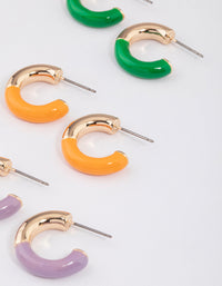 Gold Enamel Hoop Earrings Pack - link has visual effect only