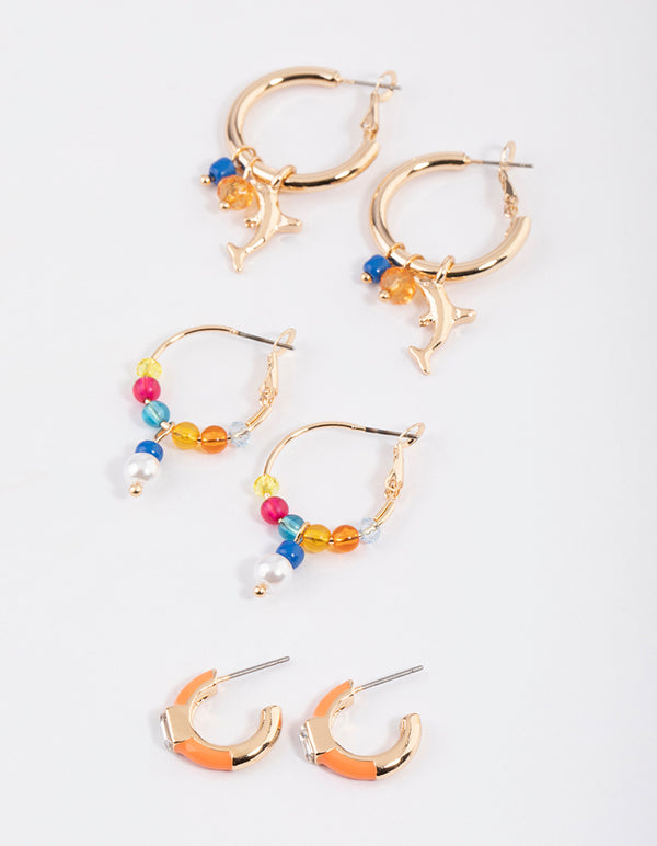 Gold Dolphin Earrings Pack