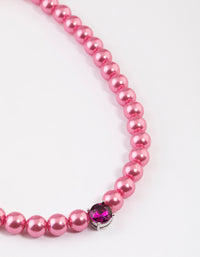 Coated Pink Coloured Ball Crystal Necklace - link has visual effect only