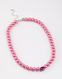 Coated Pink Coloured Ball Crystal Necklace - link has visual effect only