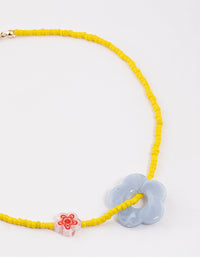 Yellow Thread Through Beaded Flower Necklace - link has visual effect only