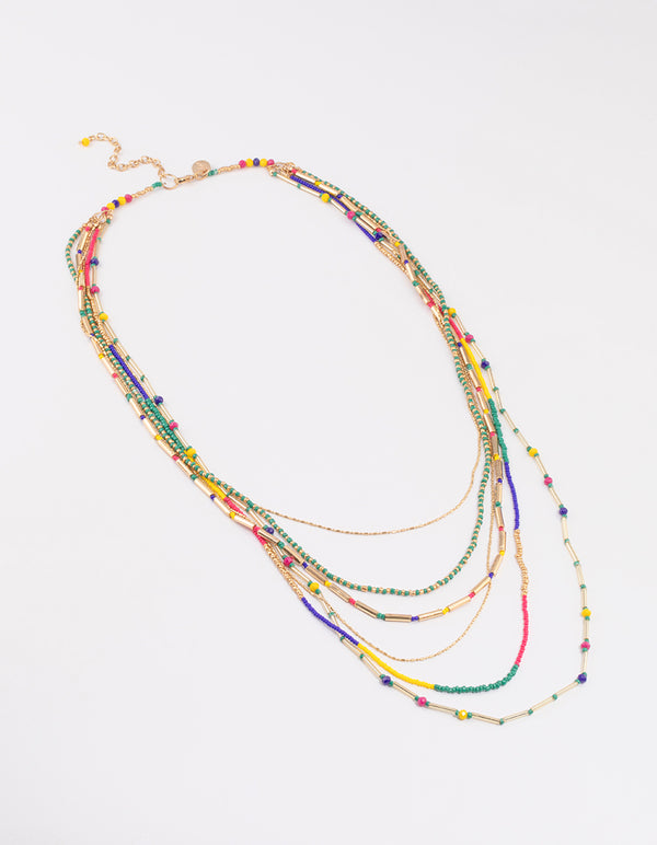 Gold Long Multi Necklace