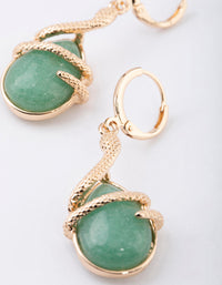 Gold Green Aventurine Snake Wrap Drop Earrings - link has visual effect only