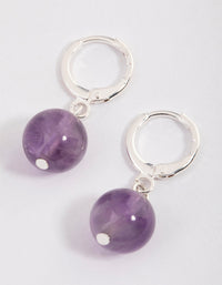 Silver Amethyst Mini Ball Earrings - link has visual effect only