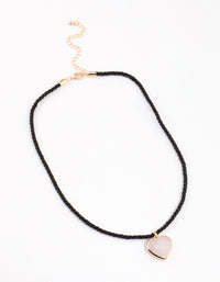 Rose Quartz Heart Twisted Cord Pendant Necklace - link has visual effect only