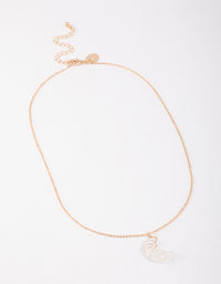 Gold Clear Quartz Moon Necklace - link has visual effect only