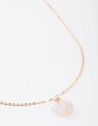 Gold Rose Quartz Flower Pendant Necklace - link has visual effect only