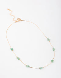 Gold Green Aventurine Mini Station Dainty Necklace - link has visual effect only