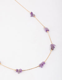 Gold Amethyst Mini Station Dainty Necklace - link has visual effect only