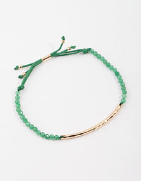 Gold Green Aventurine Facet Beaded Toggle Bracelet - link has visual effect only