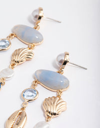 Gold Multi Shell Drop Earrings - link has visual effect only