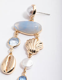 Gold Multi Shell Drop Earrings - link has visual effect only