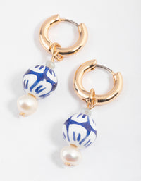 Gold Painted Beaded Drop Earrings - link has visual effect only