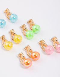 Gold Gumball Clip On Earrings 5-Pack - link has visual effect only