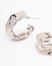 Waterproof Stainless Steel Medium Molten Hoop Earrings - link has visual effect only