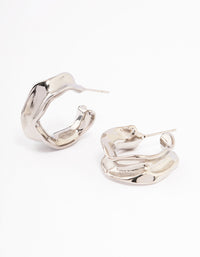 Waterproof Stainless Steel Medium Molten Hoop Earrings - link has visual effect only