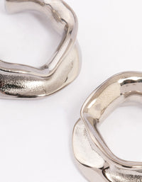 Waterproof Stainless Steel Medium Molten Hoop Earrings - link has visual effect only