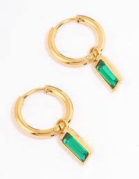 Gold Plated Classic Baguette Huggie Earrings - link has visual effect only