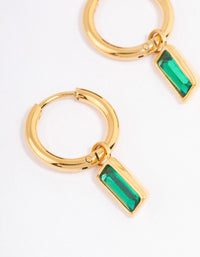 Gold Plated Classic Baguette Huggie Earrings - link has visual effect only