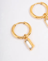 Waterproof Gold Plated Stainless Steel Classic Baguette Huggie Earrings - link has visual effect only