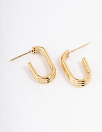 Waterproof Gold Plated Stainless Steel Trio Oval Huggie Earrings - link has visual effect only