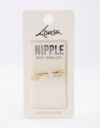 Gold Plated Surgical Steel Double Bee Nipple Piercing - link has visual effect only