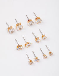 Gold Diamante Earring Set 6-Pack - link has visual effect only