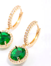 Gold Encrusted Round Emerald Huggie Earrings - link has visual effect only