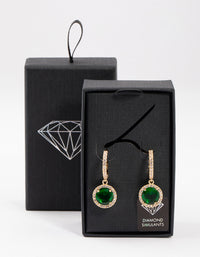 Gold Encrusted Round Emerald Huggie Earrings - link has visual effect only