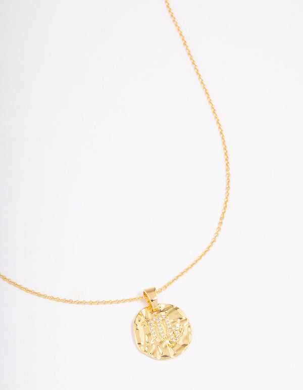 Gold Plated Scorpio Coin Pendant Necklace